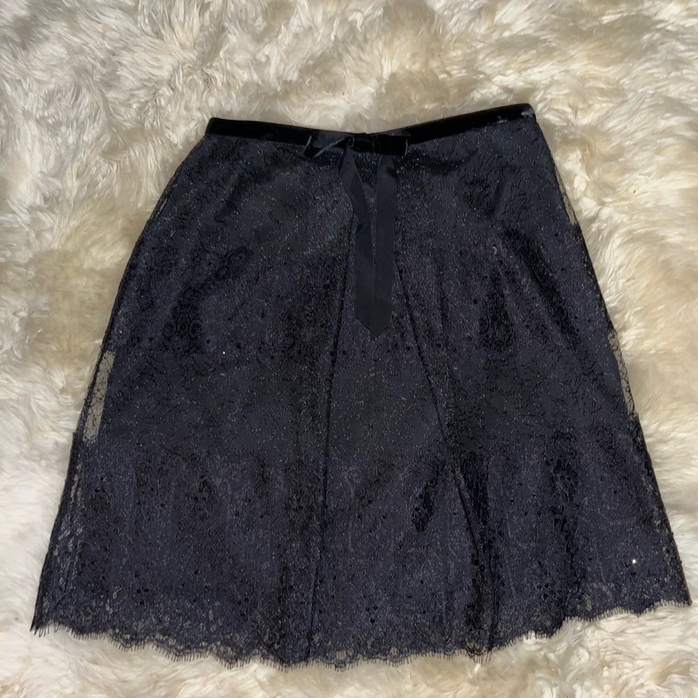 Ann Taylor black lace sparkly skirt